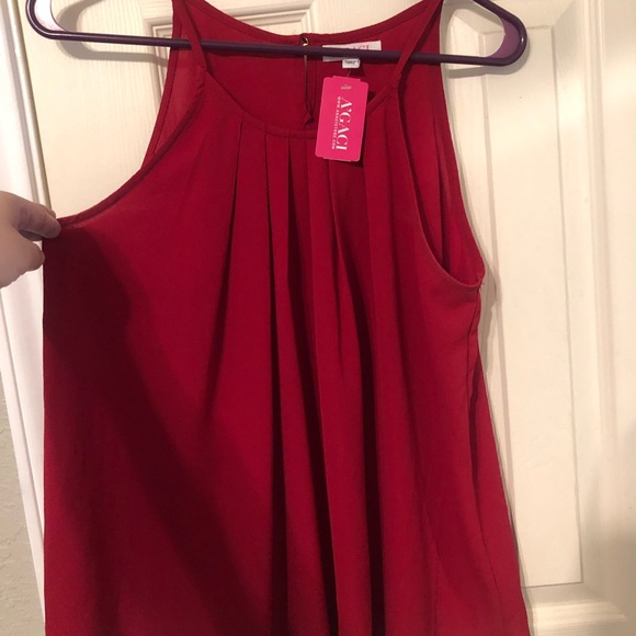 red flowy tank top